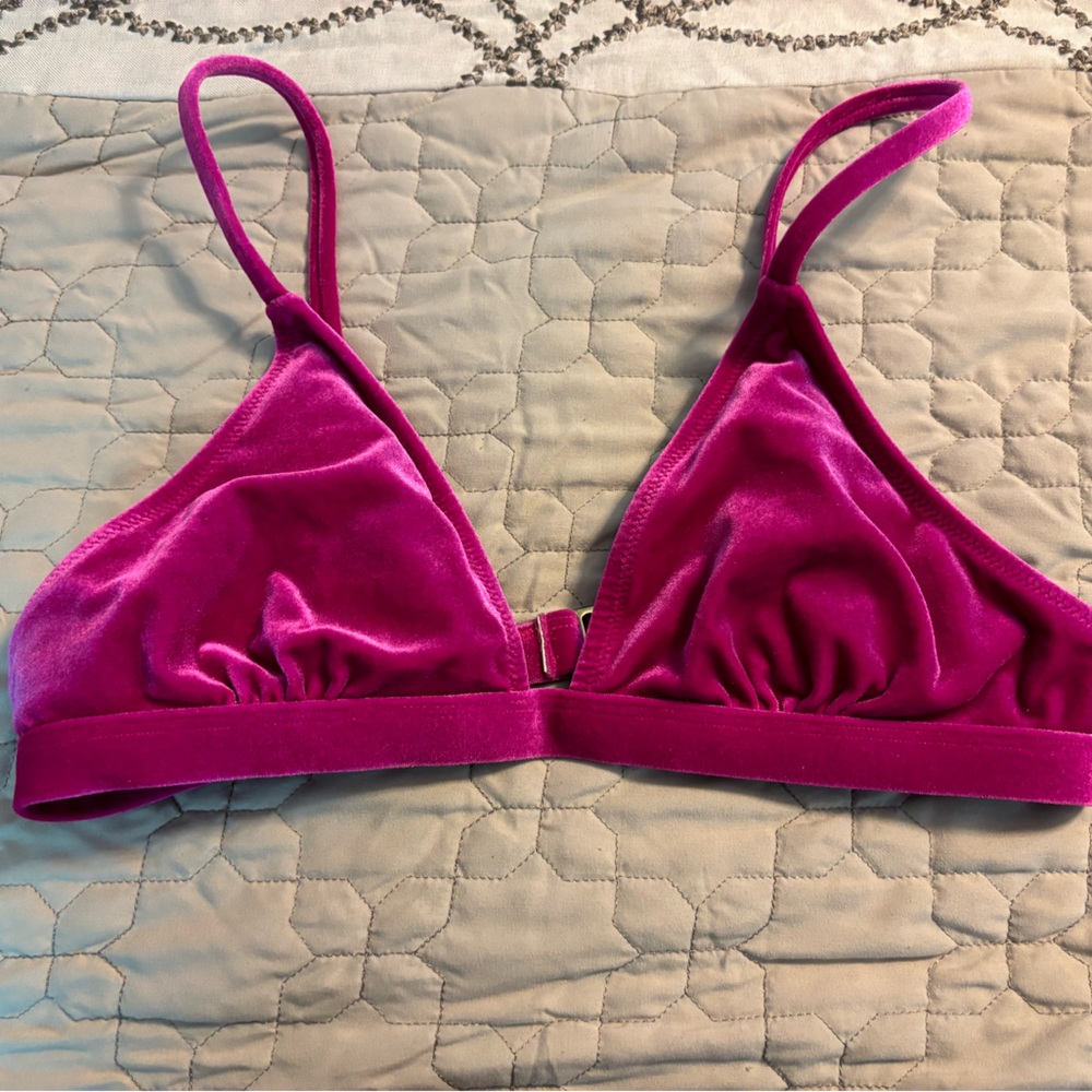 Velvet Fuchsia Triangle Bikini Top